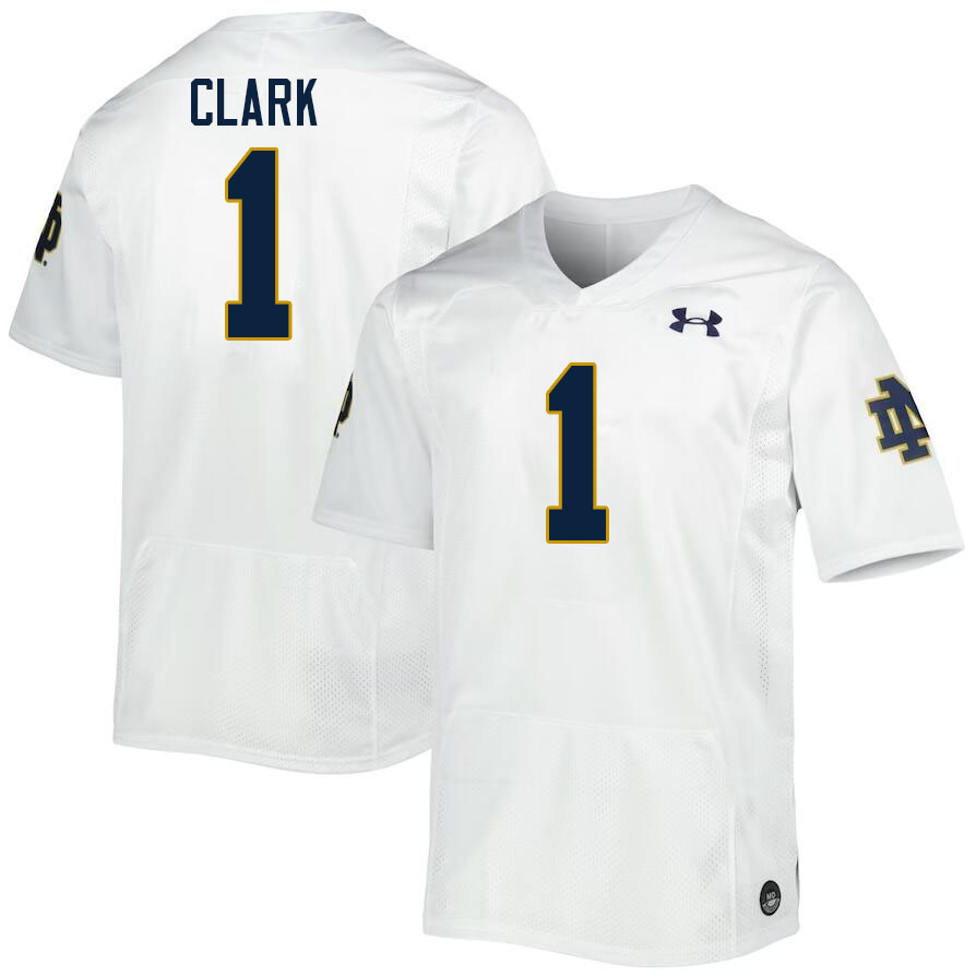 Men #1 Jordan Clark Notre Dame Fighting Irish College Football Jerseys Stitched-White